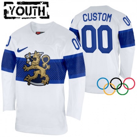 Finland Custom 2022 Winter Olympics Wit Authentic Shirt - Kinderen